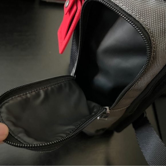 Tumi Gray, Black, and Red Higgins Ballistic Nylon Sling Bag - Picture 4 of 11